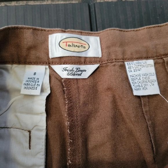 Talbots Women's Croped Pants Khaki Tan Irish Linen Blend Capri Sz 8 - Picture 7 of 10